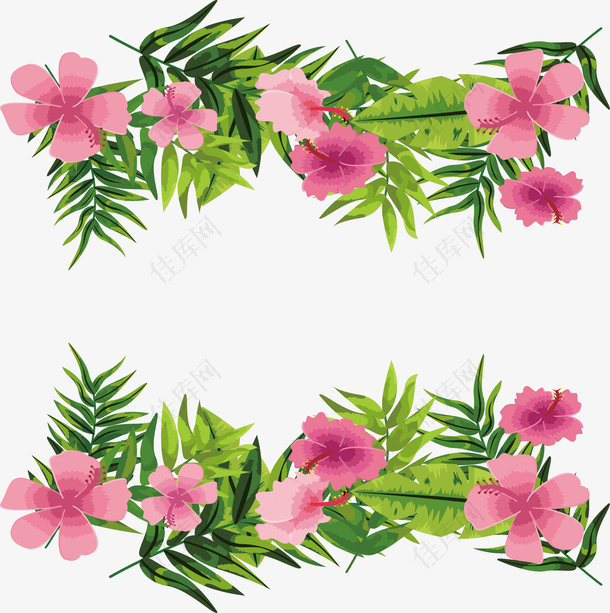 浪漫粉红色花朵装饰框