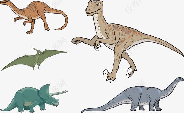 5款卡通恐龙矢量图