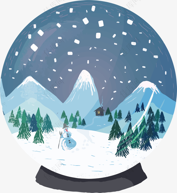 暖冬雪景水晶球