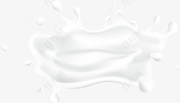 奶流奶圈矢量牛奶飞溅元素