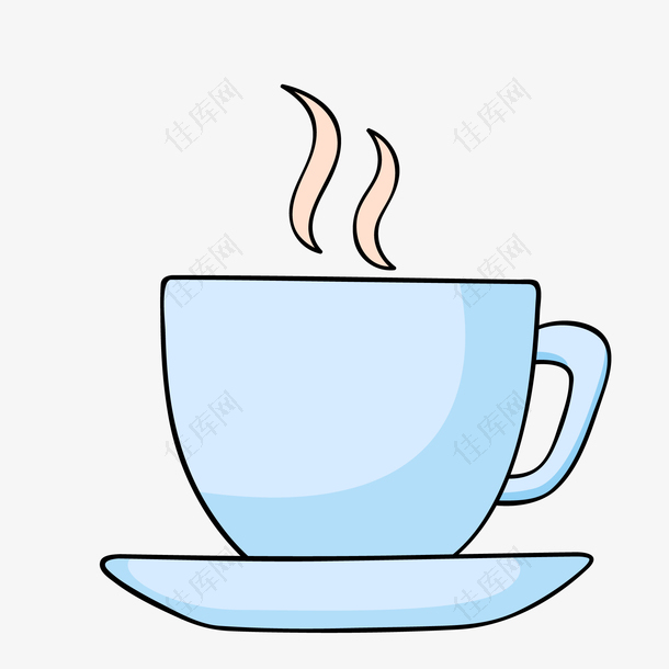 卡通蓝色的咖啡杯设计