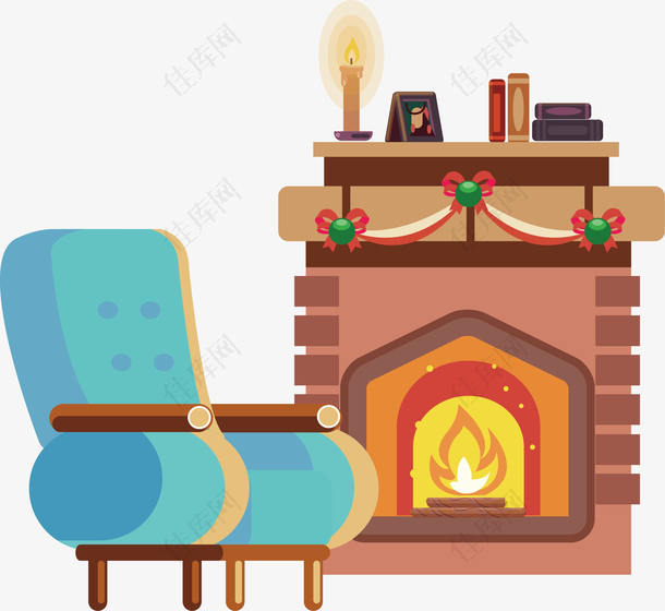 圣诞节燃烧的壁炉