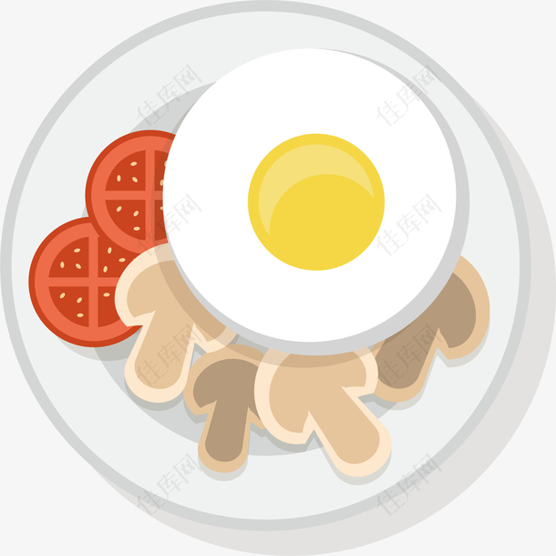 矢量彩色手绘鸡蛋早餐