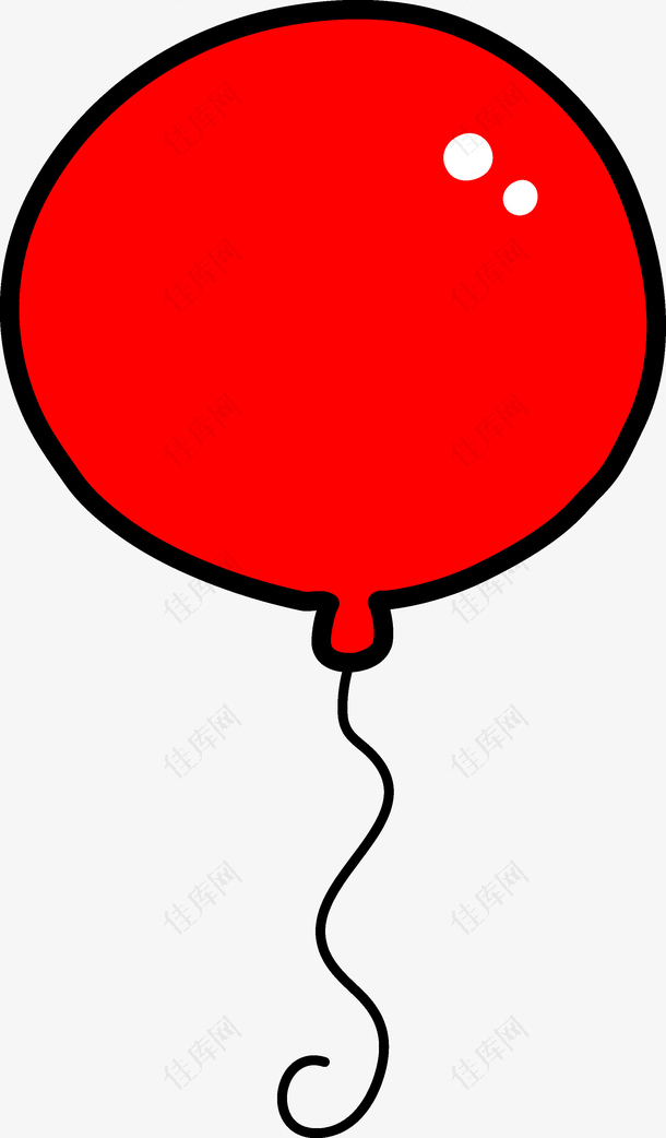 手绘儿童画卡通红色气球素材