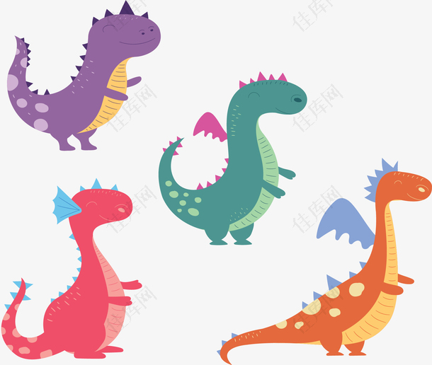 彩色儿童画小恐龙