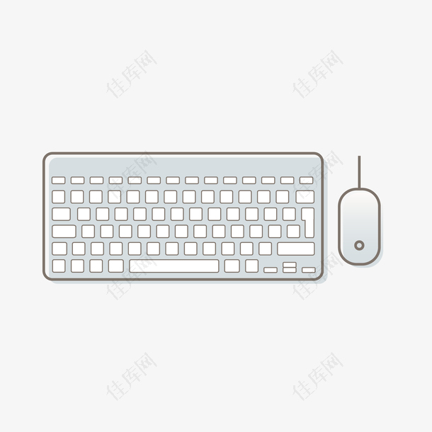 矢量卡通手绘白色键盘鼠标
