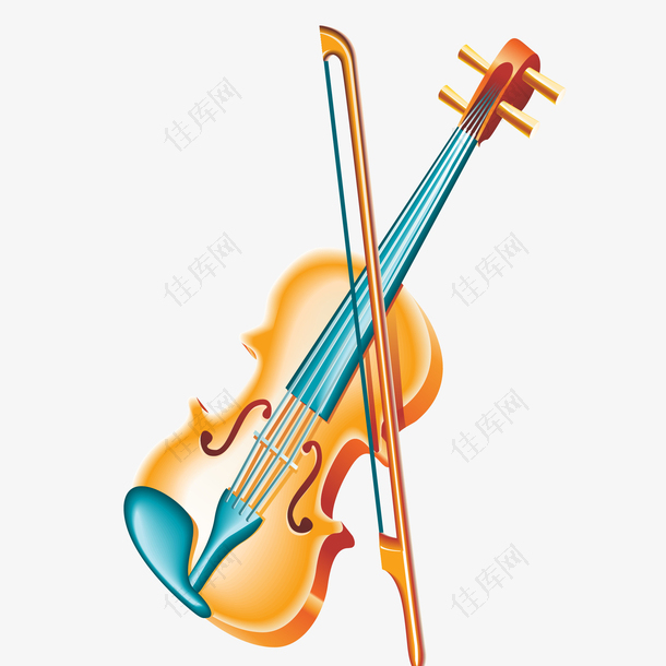 矢量手绘音乐乐器小提琴