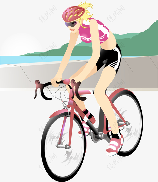 自行车美女运动员矢量素材
