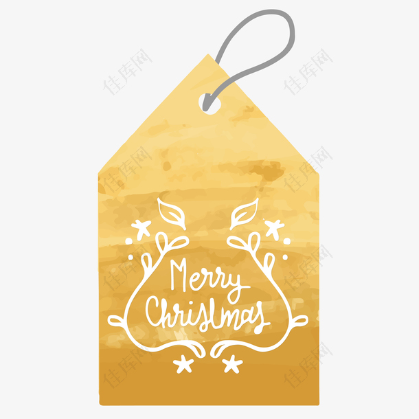 金色连笔圣诞英文设计标签