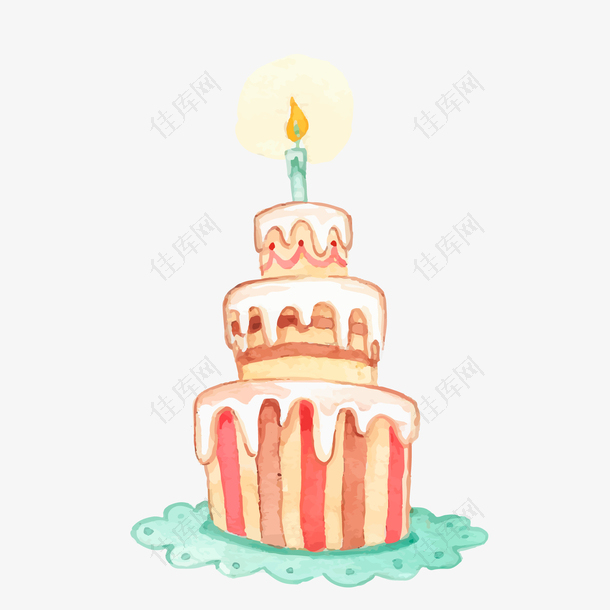 水彩手绘生日蛋糕设计