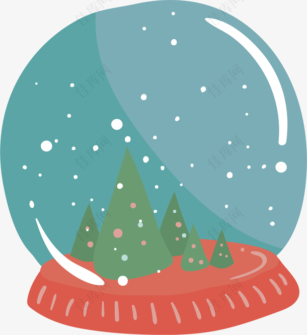 卡通圣诞树的水晶球