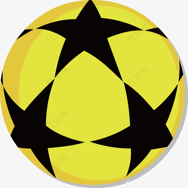 黑色五角星黄色底纹卡通足球花纹