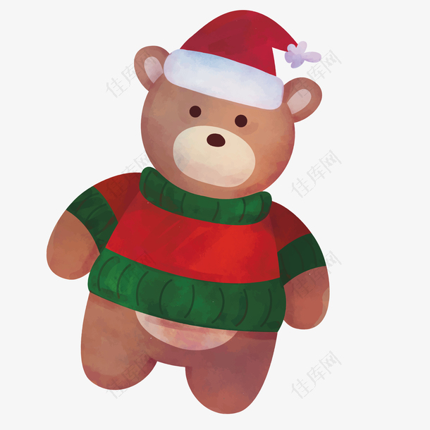 圣诞手绘小熊装饰素材