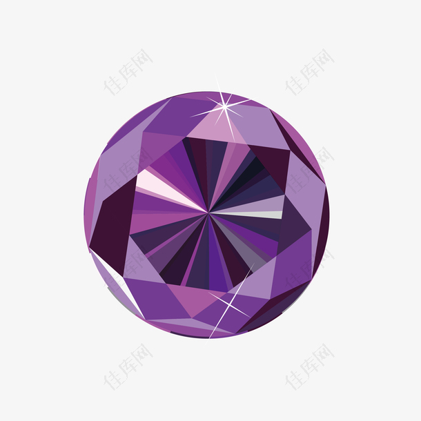 紫色圆形钻石星星矢量