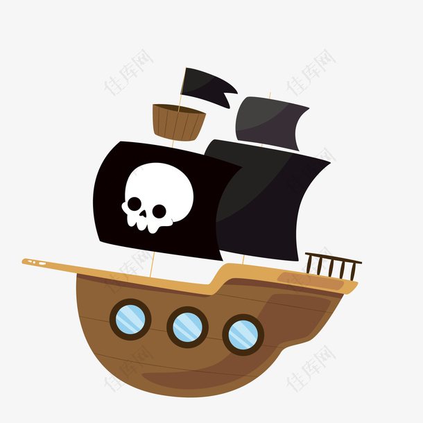 卡通海盗船设计矢量图