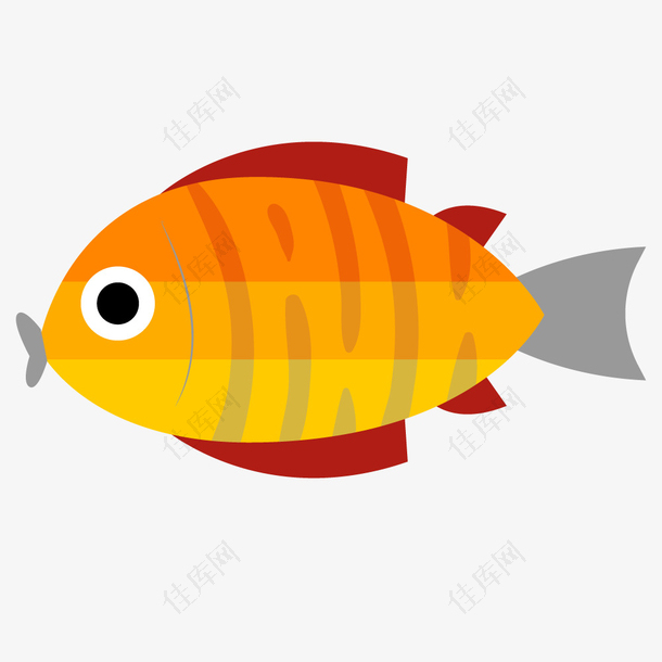 彩色七彩鱼手绘卡通鱼类水族矢量