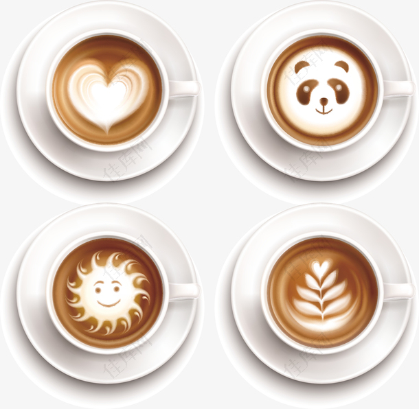 四种不同形状咖啡