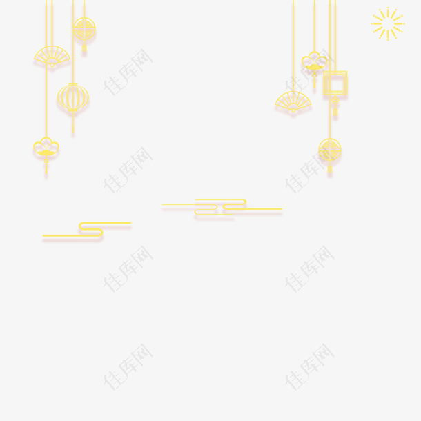 金色的海报装饰灯笼设计