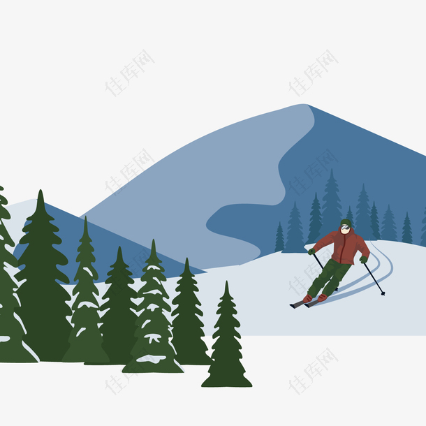 冬季滑雪的男子