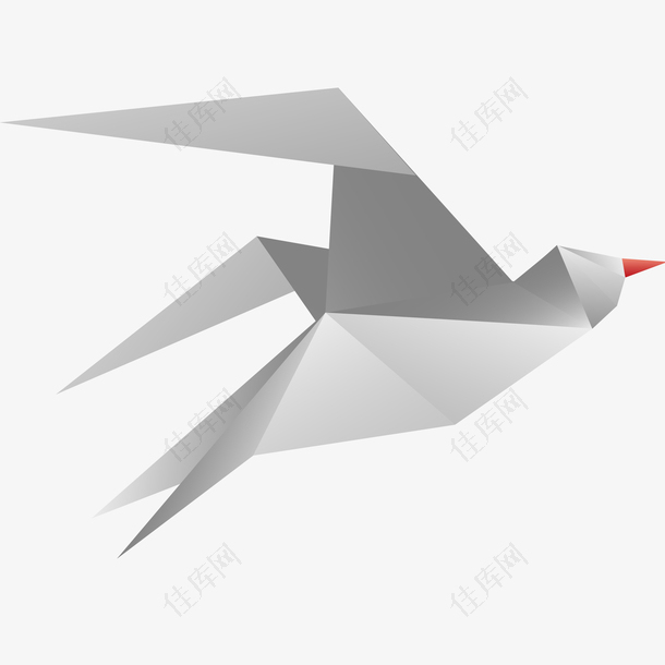 海鸥折纸风卡通插画