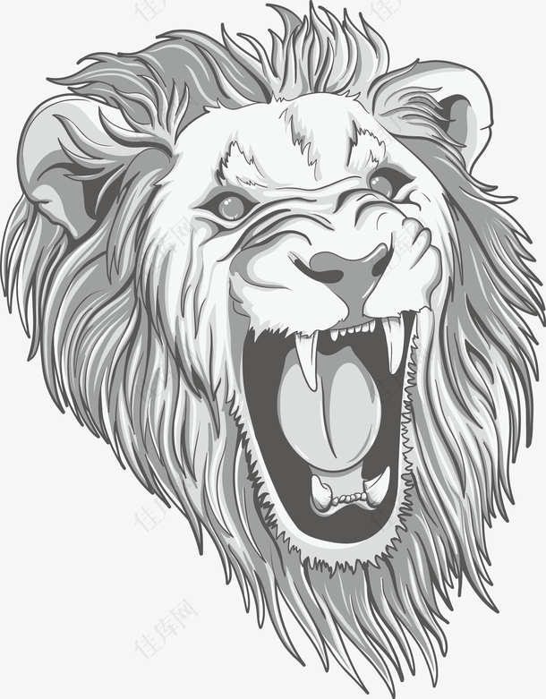 水墨凶猛的狮子图