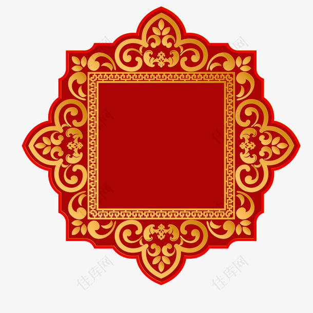 红色传统富贵图案元素