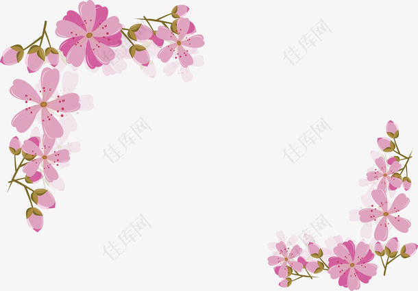 粉红卡通樱花花边