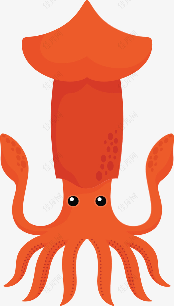 卡通海洋红色章鱼