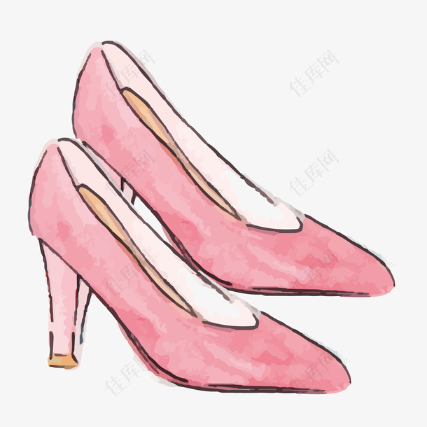 一双粉红色高跟鞋