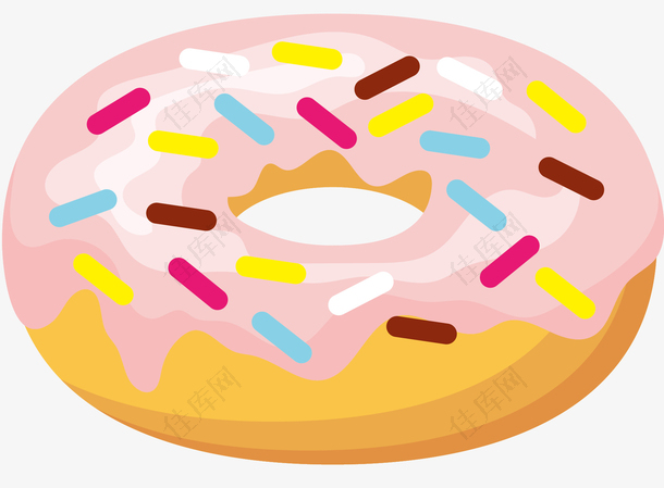 粉色糖衣矢量甜甜圈