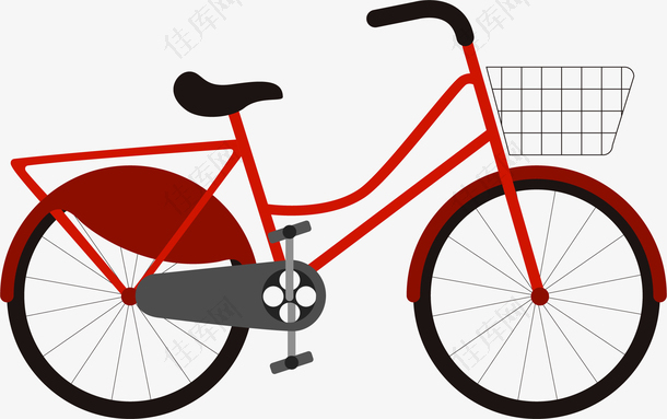 矢量手绘红色自行车
