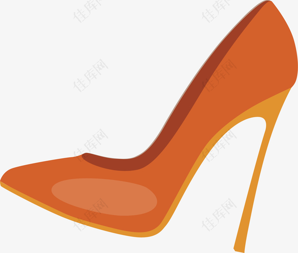 橘红色女性高跟鞋