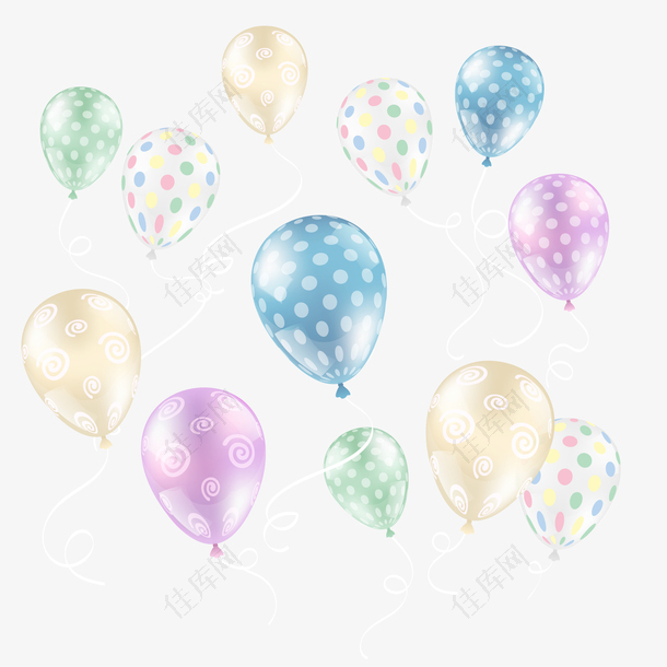 双十一漂浮彩色气球元素