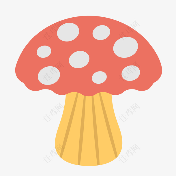 矢量扁平斑点蘑菇
