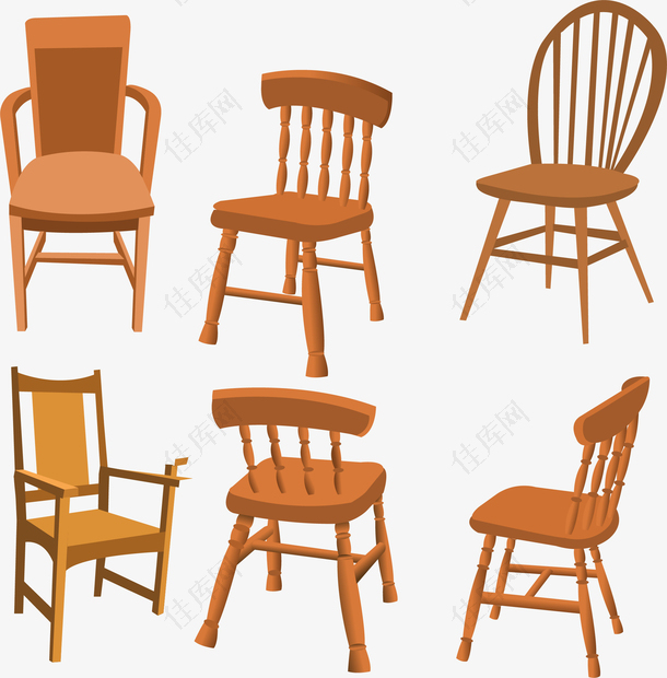 矢量木头椅子合集