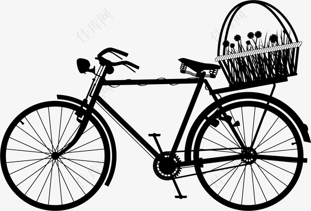 卡通自行车剪影