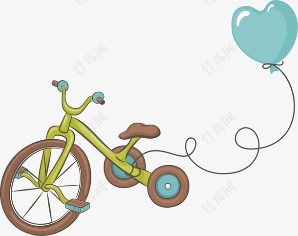 手绘儿童自行车气球图案