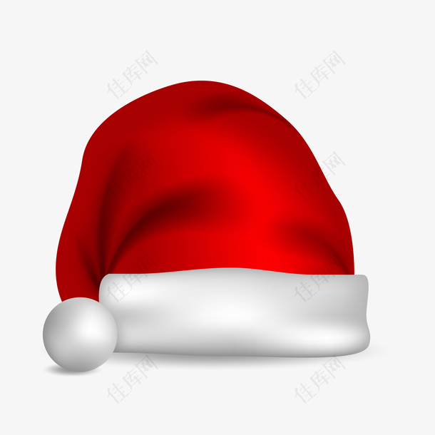 红色立体圣诞帽设计矢量