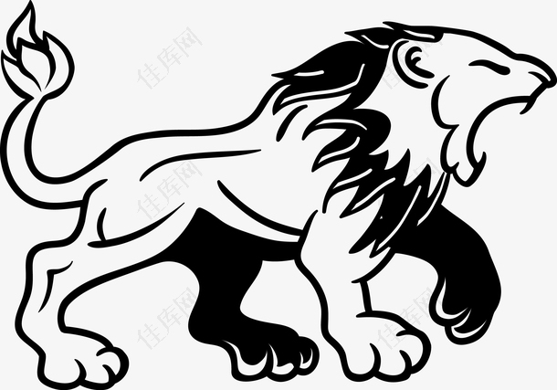 水墨动物狮子素材图