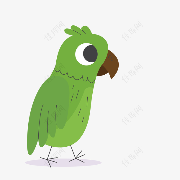 绿色简约卡通鹦鹉