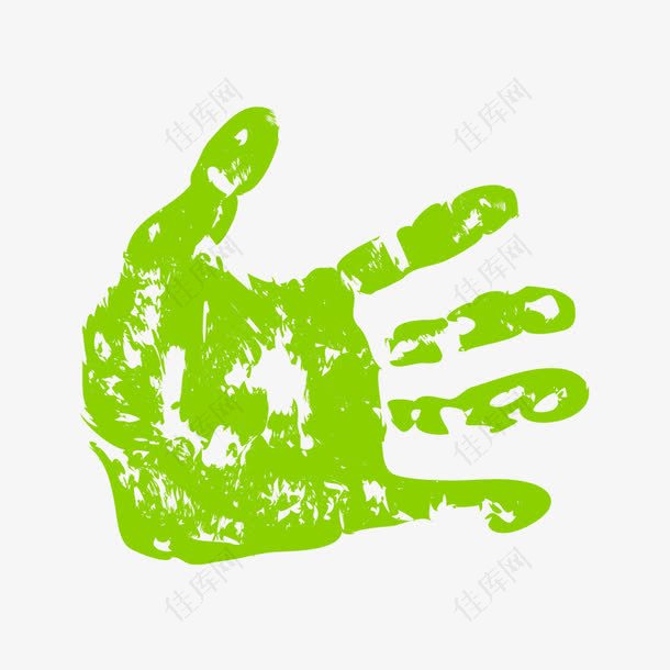 绿色水彩矢量手掌印