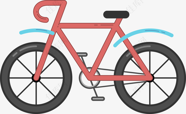 红色卡通自行车