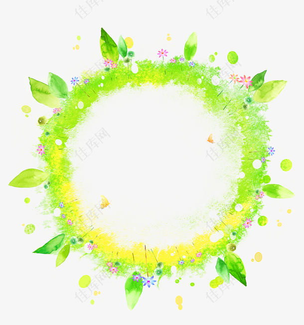 绿色夏日植物手绘边框