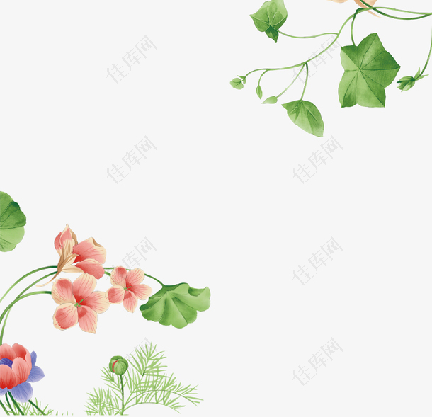 清新花卉边框装饰图