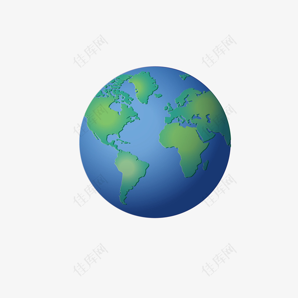 蓝绿色卡通地球模型