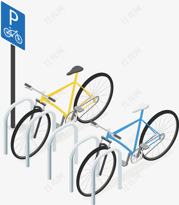 两个自行车和停车标识