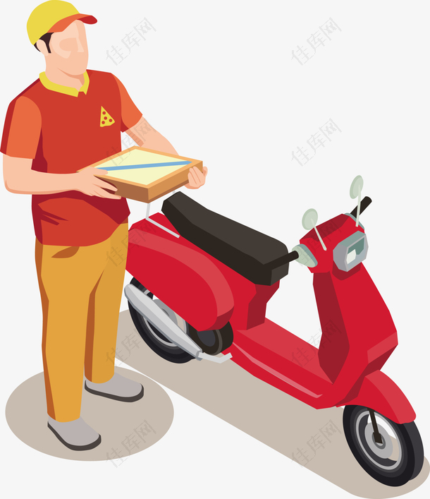 送餐员和摩托车下载