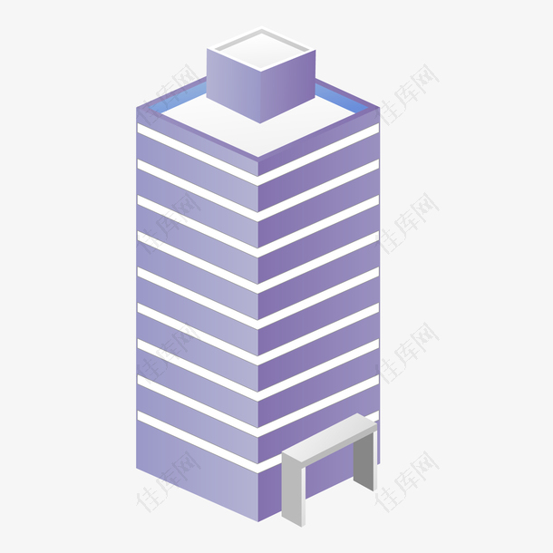 卡通紫色的楼房设计矢量图