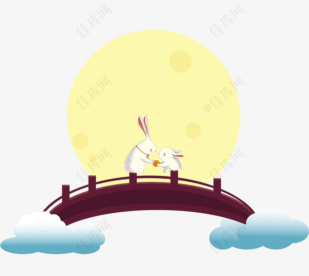 中秋节节日展板玉兔月亮