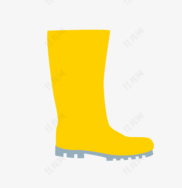 矢量黄色胶鞋雨鞋